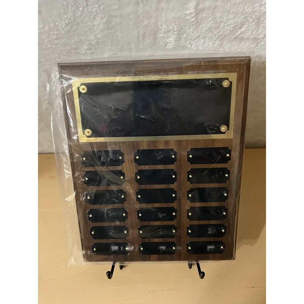 Perpetual Award Plaque 15x12 Walnut 18 Plates Wall Mount NEW